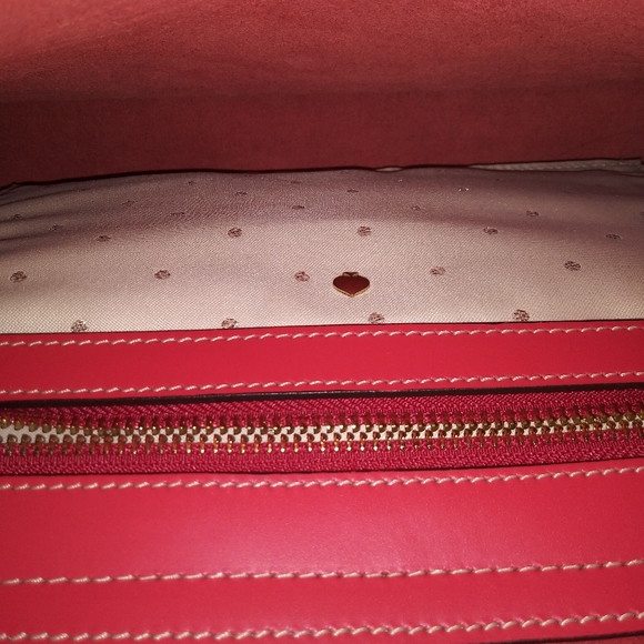 kate spade red satchel style smooth leather UNIQUE!!! - Picture 6 of 16